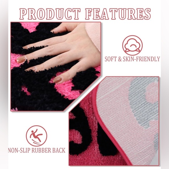 - Get Naked Bath Mat Fun Bathroom Rugs Soft Non Slip Cute Bath  (Rose & black) - Picture 3 of 9